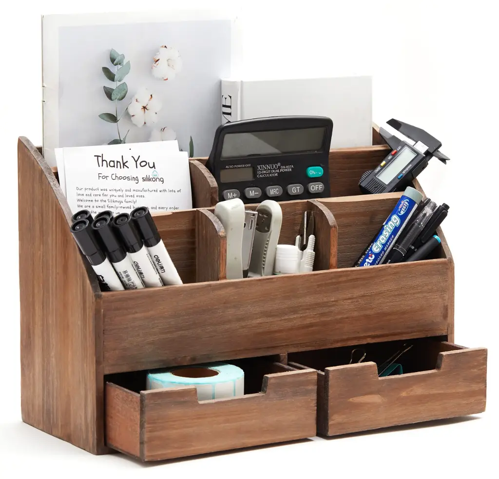 Rustic Wooden Desk Organizer 