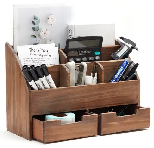 Rustic Wooden Desk Organizer 